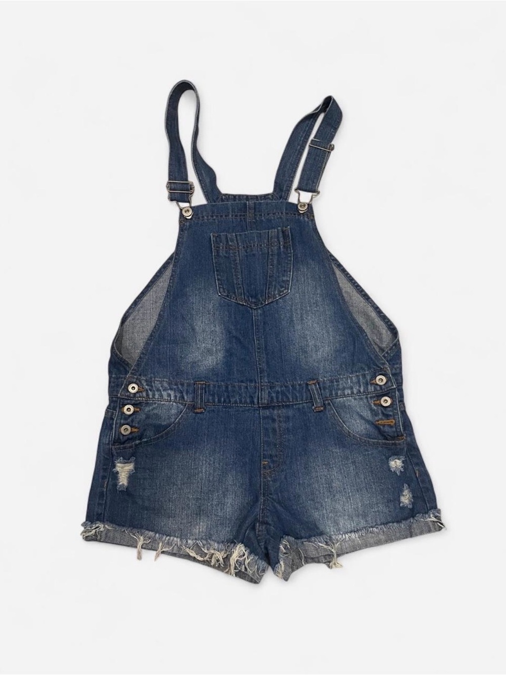 Highway Jeans distressed Denim Overalls
Blue denim with frayed hem size M